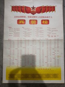 长治市革命委员会光荣榜一张，四开，1973年