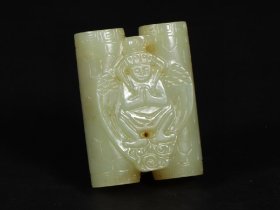 中古玉双联佛纹勒子