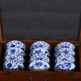 明成化青花十二宫碗，高6厘米，直径12厘米，