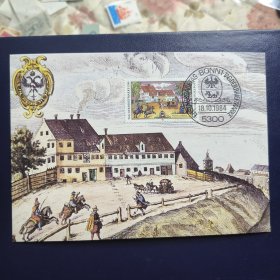 GERcard1德国1984年 邮票日：奥格斯堡塔克西斯皇家邮局 马车绘画 1全 外国极限片