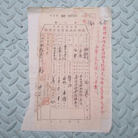 中华民国财政部税务署统矿烟酒税货品分运照【第三联】1950年，26*13.5cm，NO612769