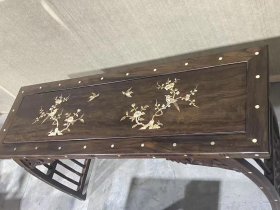 纯檀木琴桌一套，镶嵌螺钿，全品无杂料，完好牢固
