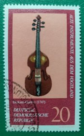 德国邮票 东德1977年古老乐器-高音古嘎巴琴 1枚销