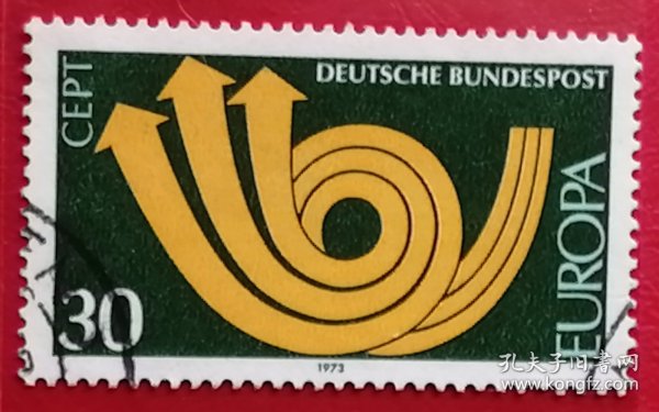 联邦德国邮票 西德 1973年 欧罗巴 邮政号角 2-1 信销