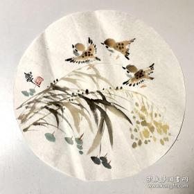 胡人国画团扇花鸟小品262