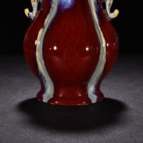 清乾隆郎窑红曜变象耳尊 高18.5厘米 宽13.5厘米