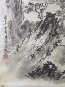 北京老画家 吴广泉 山水旧托底