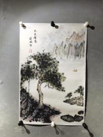 北京画院 ，老画师  李连水  国画  一帽（山水画）尺寸69————45厘米