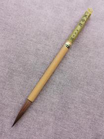进口魁盛堂90年代老毛笔天守阁，日本山马毛笔，出锋5.1，直径1厘米，做工精细，品相完好，全新未用。