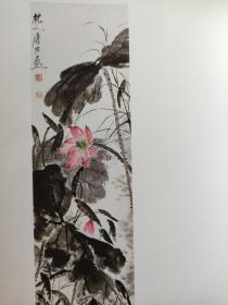 画页【散页印刷品】——书画——墨竹【董寿平】。梅下仕女图【樊瑛】。竹报平安【陈摩】。竹石图【徐宗浩】。荷塘【唐云】。紫藤【齐白石】。富贵长春图【贺良朴】1437