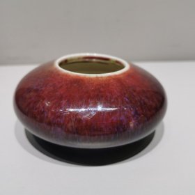 清代红釉窑变瓷水盂
