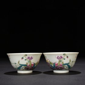 清乾隆珐琅彩虞美人花卉纹杯小碗 5*9.2厘米