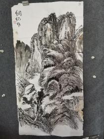 武汉大学教授著名书画家，刘纲纪山水画作品a2