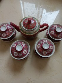 瓷茶壶（万寿无疆）手绘