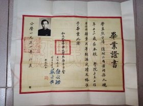 私立武昌中华大学毕业证书（品好、45.5*38.8cm）、武昌中华大学注册证（一个12*7.8cm、成绩报告表2张）、崇实崇慈联合纪念刊（民国·16开精装，全书散开，缺第15~18页及23~24页，书后衬页有多人签名）及相关证件、实寄信·封（同一出处合售）