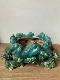 清代龙龟掀浪笔洗，品相完好