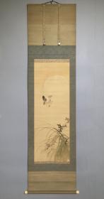 日本名家绘画：益田柳外《月下飞鹑图》（保真）