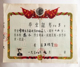 1958年合肥市吴小郢小学毕业证书，合肥市吴小郢小学历史悠久，与共和国共同成长，坐落于今合肥市包河区南淝河南侧，创建于1949年11月！