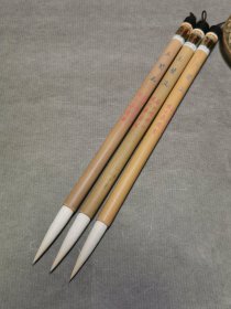 玉兰蕊羊毫老毛笔，苏州湖笔仿杨元鼎精制，金鼎牌。峰长4.4，直径0.9厘米，细光峰纯羊毫，150元一支。