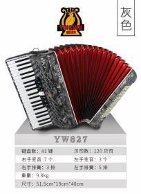 鹦鹉YW827型120贝司三排簧手风琴厂家直销全新正品