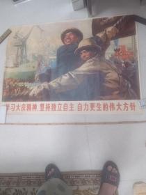 70年代宣传画，学习大庆精神，坚持独立自主，自力更生的伟大方针