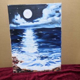 海上升明月，油画40*30