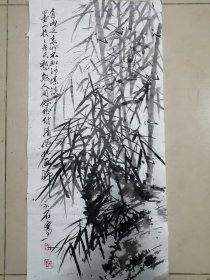 手绘国画风竹盼付清风托画师