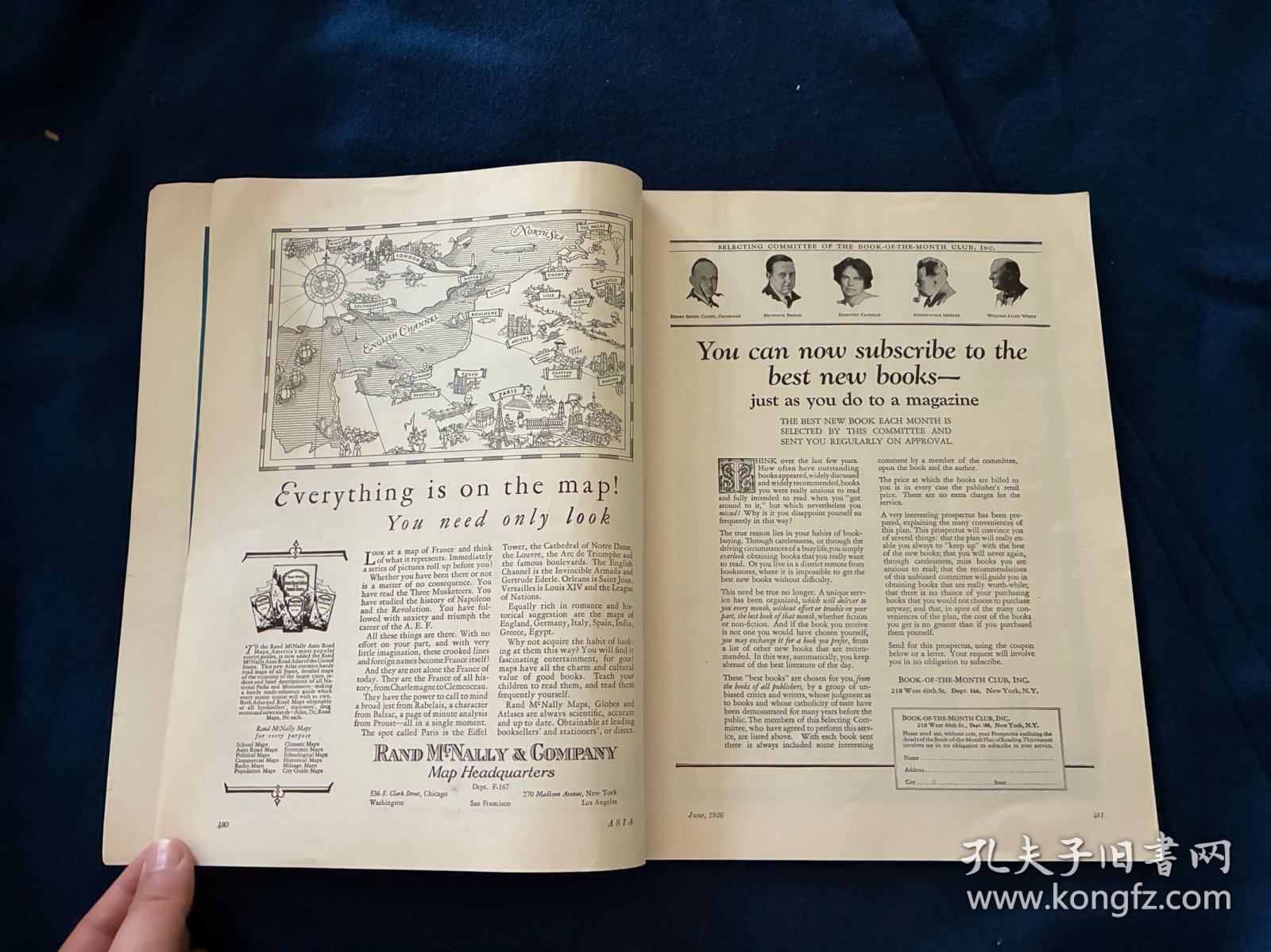 1926年6月亚细亚杂志：内容提要中国广州革命政府北伐战争，宋子文，汪精卫，广州新式妇女；中国道教；中国渔船