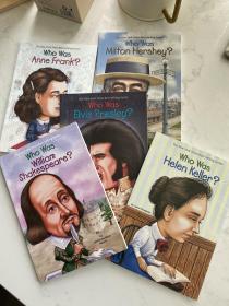 Who was系列儿童英文原版历史读物 世界名人传记 who was Elvis Presley/Helen Keller/Milton Hershey/William Shakespeare/Anne frank 5册合售 谁是猫王/海伦凯勒/米尔顿·赫西/莎士比亚/安妮弗兰克