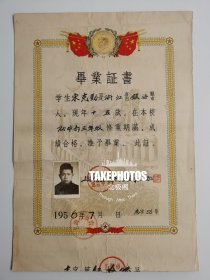 1956年上海市励志中学毕业证书（现上海市清华中学前身之一）