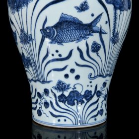 明青花鱼藻纹梅瓶 34/25厘米