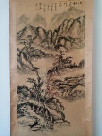 鮑江遜（忘齋）學(xué)黃賓虹筆意山水畫一副，立軸包快遞發(fā)貨。