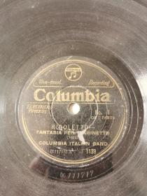 哥伦比亚黑胶唱片，直径25.3厘米，照片中翻译是直译，不准确，参考