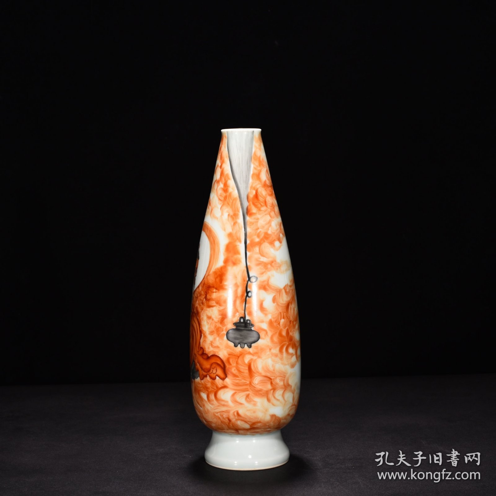 点击查看原图 民国竹溪道人王步矾红罗汉瓶 高30厘米宽10厘米