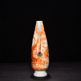 民国竹溪道人王步矾红罗汉瓶 高30厘米宽10厘米