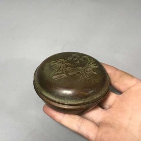 老铜器铜墨盒古玩铜器收藏 约280克