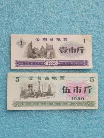 1980年云南省粮票（壹市斤、伍市斤）