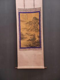 旧藏 明代 唐寅 精品绢本秋舸渔猎图 画心尺寸39x70厘米