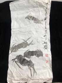 刘长生手绘作品一副 未装裱 尺寸66*32.5cm （店1号箱）