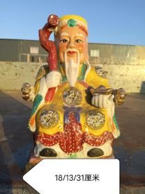 民国时期，德化瓷，五彩土地爷座像，做工精细，开脸慈祥尺寸见图1