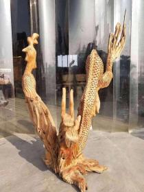 龙凤呈祥摆件，纯手工雕刻，雕工精细，华贵大气，首选佳品！