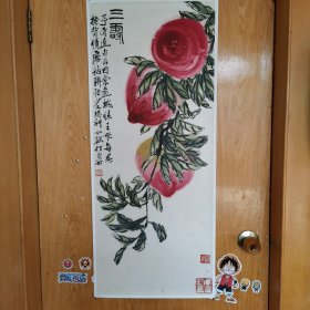 书画名家宣纸复制品《多寿图》。尺寸41/100厘米。画心未托裱，与原作相同尺寸相似度极高肉眼无法辨别真假。买回家可直接装框悬挂。作为新年装饰客厅，送给老人贺寿很上档次。全品完整。