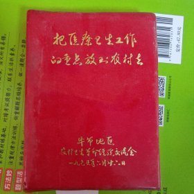 老塑料皮笔记本，1975年毕节地区农村卫生革命经验交流会纪念，空白的，如图所示64开