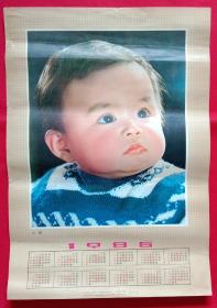 旧藏挂历年历画单页 1985年小胖 儿童摄影