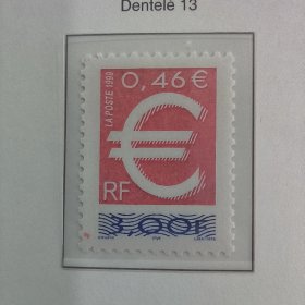 FR3法国邮票1999年 欧元0.46（这个欧元应该不是面值） 3法郎 欧元区标志 过渡普通邮票 新 1全 小票