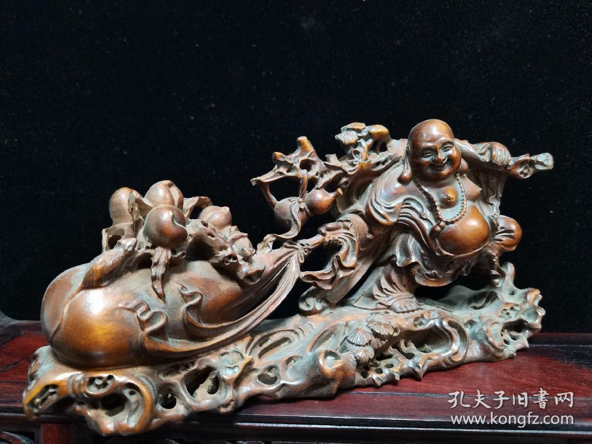黄杨木雕桃托宝弥勒桃子弥勒佛