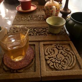 中国风底座茶托方形仿古茶盘吸水复古中式杯垫吸水干泡台底垫杯垫四方
