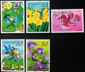 日本信销邮票-问候祝贺G46 2011年 春天的问候 春之精灵 5全