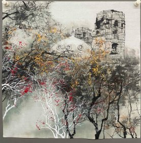 刘懋善，画芯尺寸68×68 实物拍摄，品相如图，纯手绘。手机自然拍摄，无修图，保证与原图相符合。