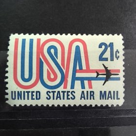 S101美国1968年航空邮票 字母 飞机 新 1枚 左上折角
